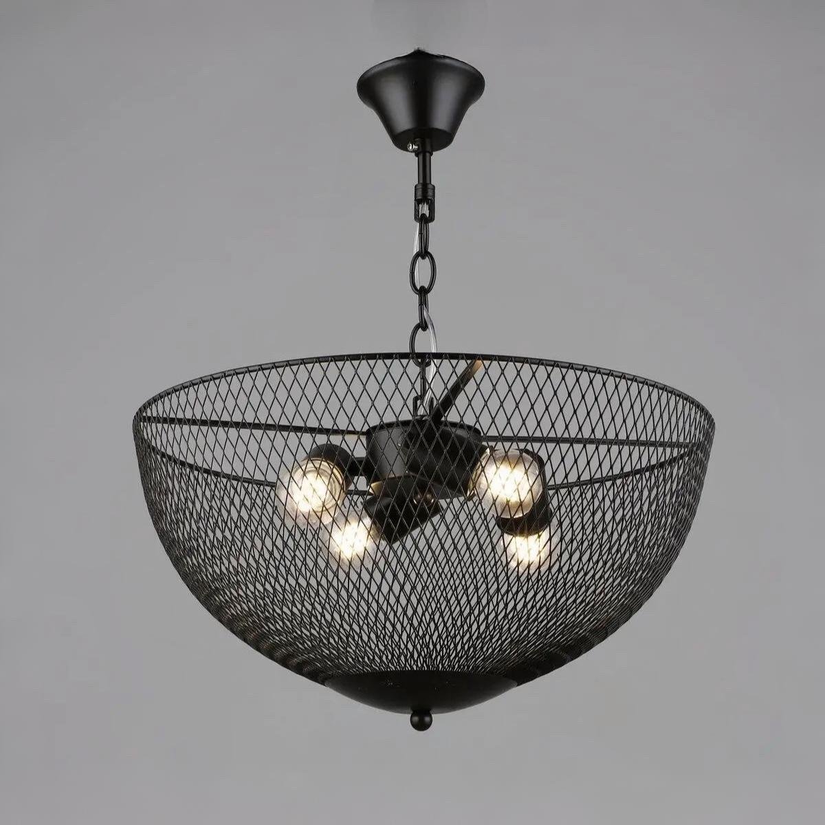 Люстра Sirius с плафоном в сетку под четыре лампы Е27 Черный (B S2474/4 BK)