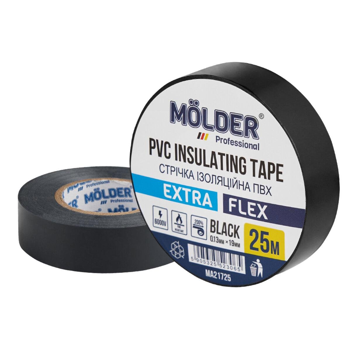 Лента изоляционная ПВХ Molder 0,13x19 мм 25 м Черный - фото 1 Лента изоляционная ПВХ Molder 0,13x19 мм 25 м Черный - фото 1