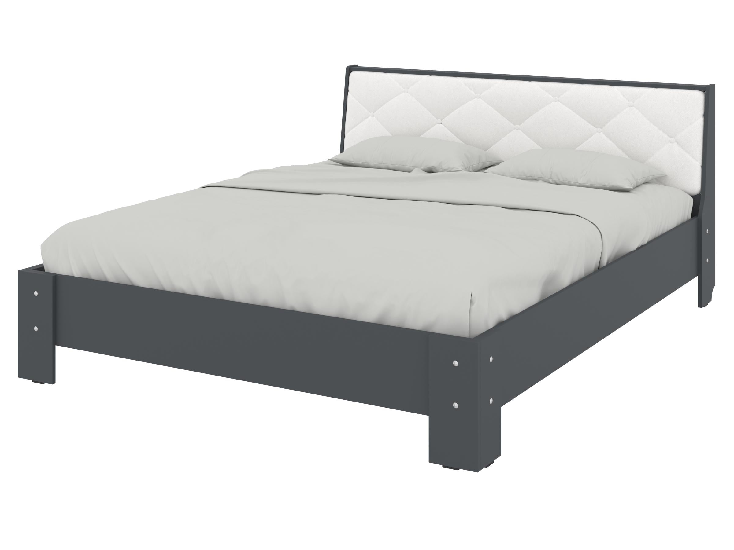 Кровать двуспальная PEHOTIN Кровать-160 Моника 160x200 см Антрацит/Белый VIP (PN-101003)