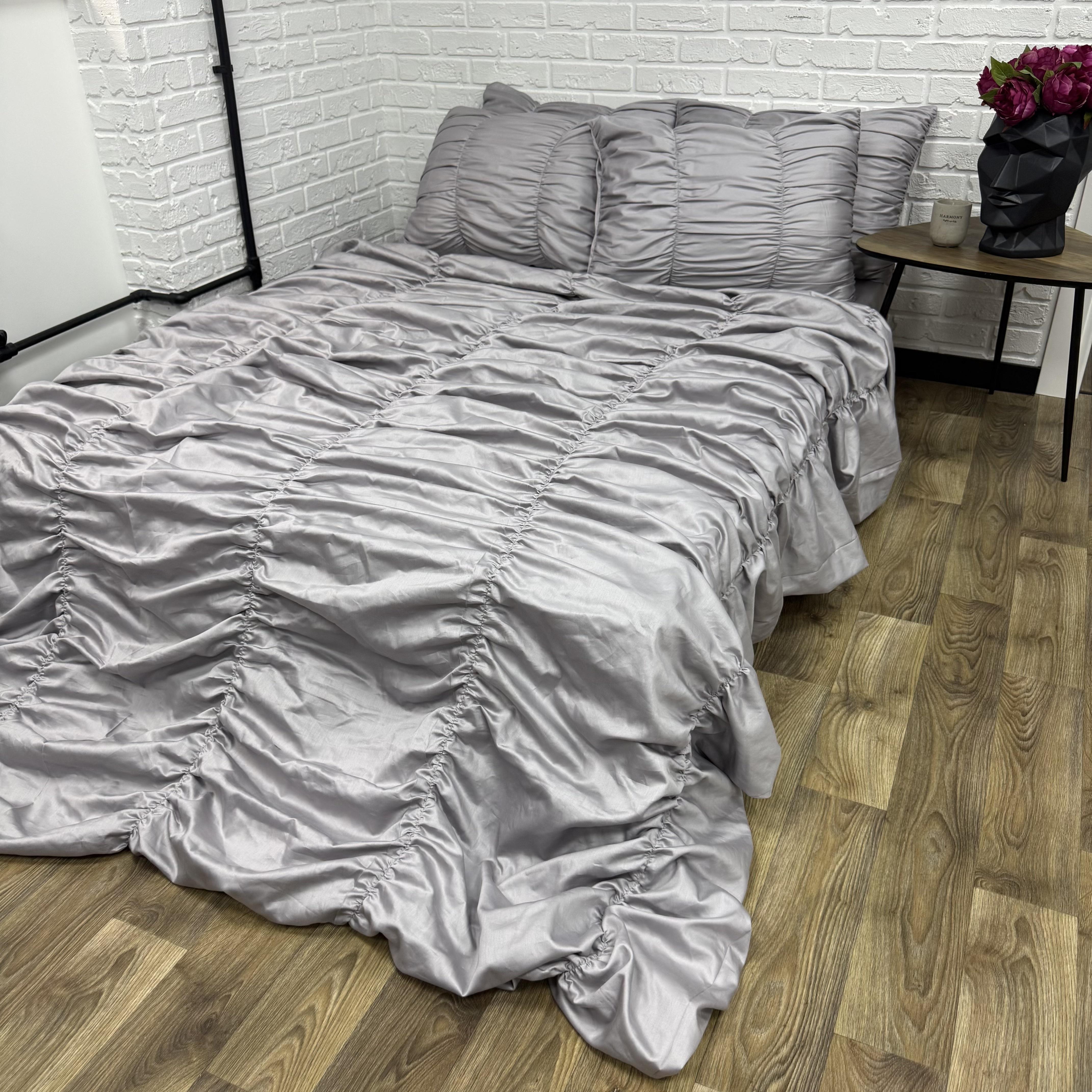 Комплект постельного белья плиссированный Comfort Home Mono satin евро