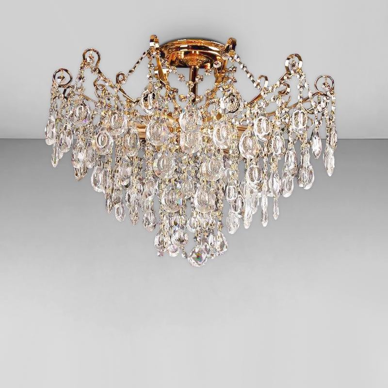 Люстра хрустальная потолочная Light House SH-18222/6 590х590х480 мм E14 Золотой