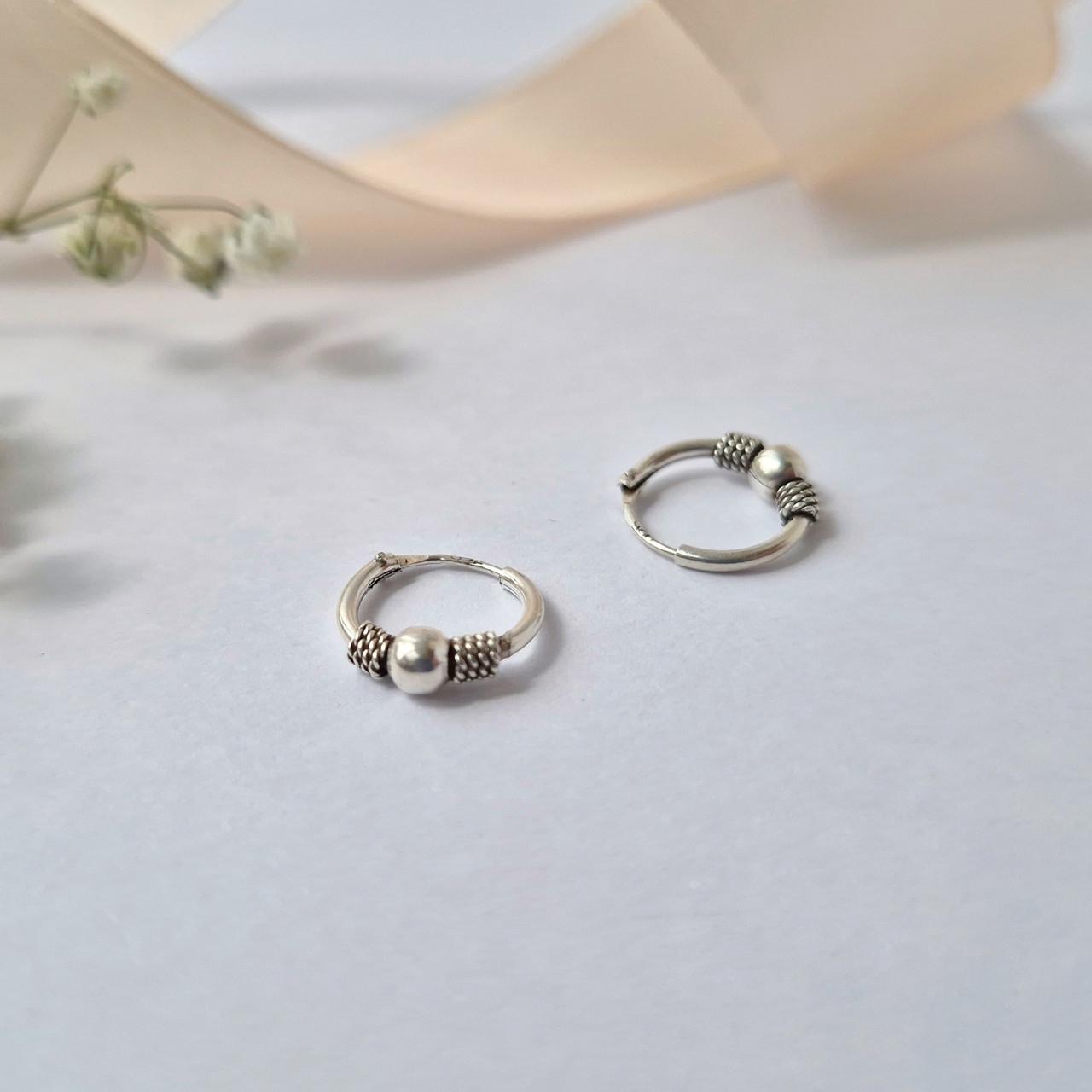 Серьги Кольца конго серебро 925 пробы черненное пара 0,80 г 10 мм (с5/312)