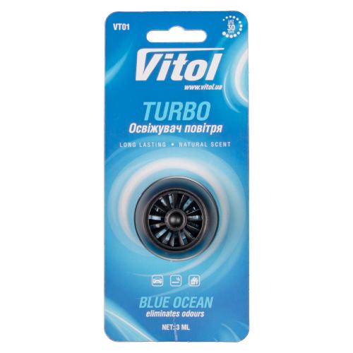 Ароматизатор для авто Vitol Turbo Blue Ocean на дефлектор (23194420)