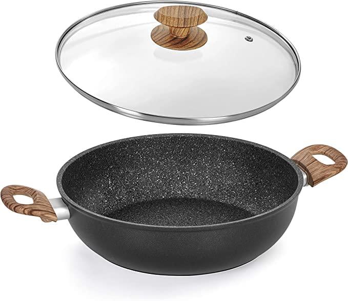 Каструля з кришкою Barazzoni Granitica Extra Induction Eco Legno низька 4,1 л (85510402825)