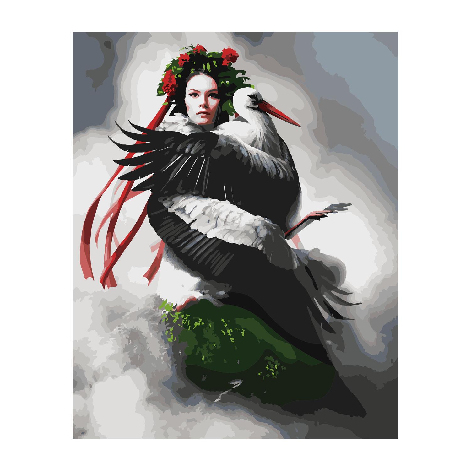 Картина по номерам Strateg Девушка с аистом 40x50 см (VA-2870)