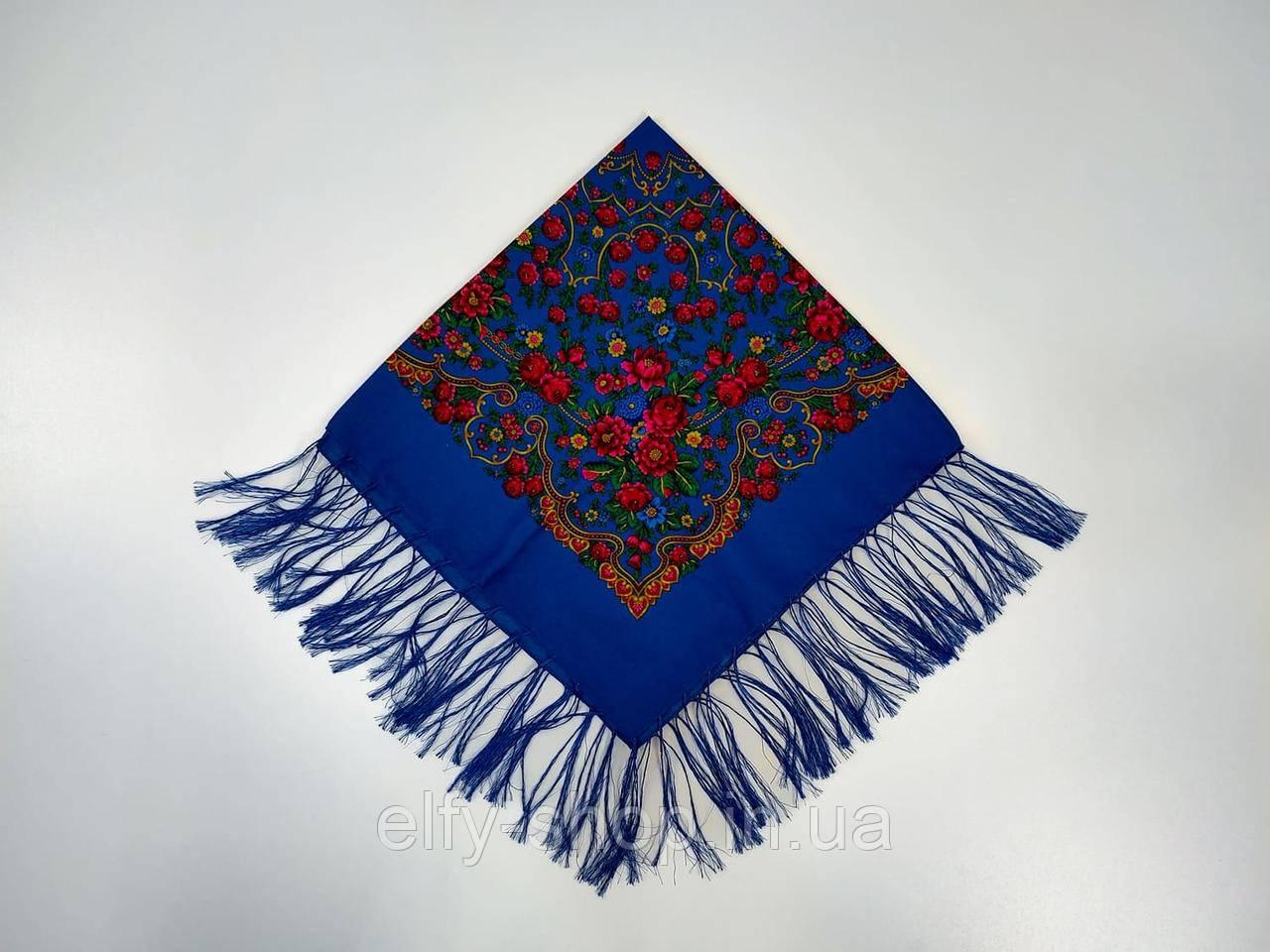 Платок украинский Цветочный размай 80x80 см Синий (30314579)