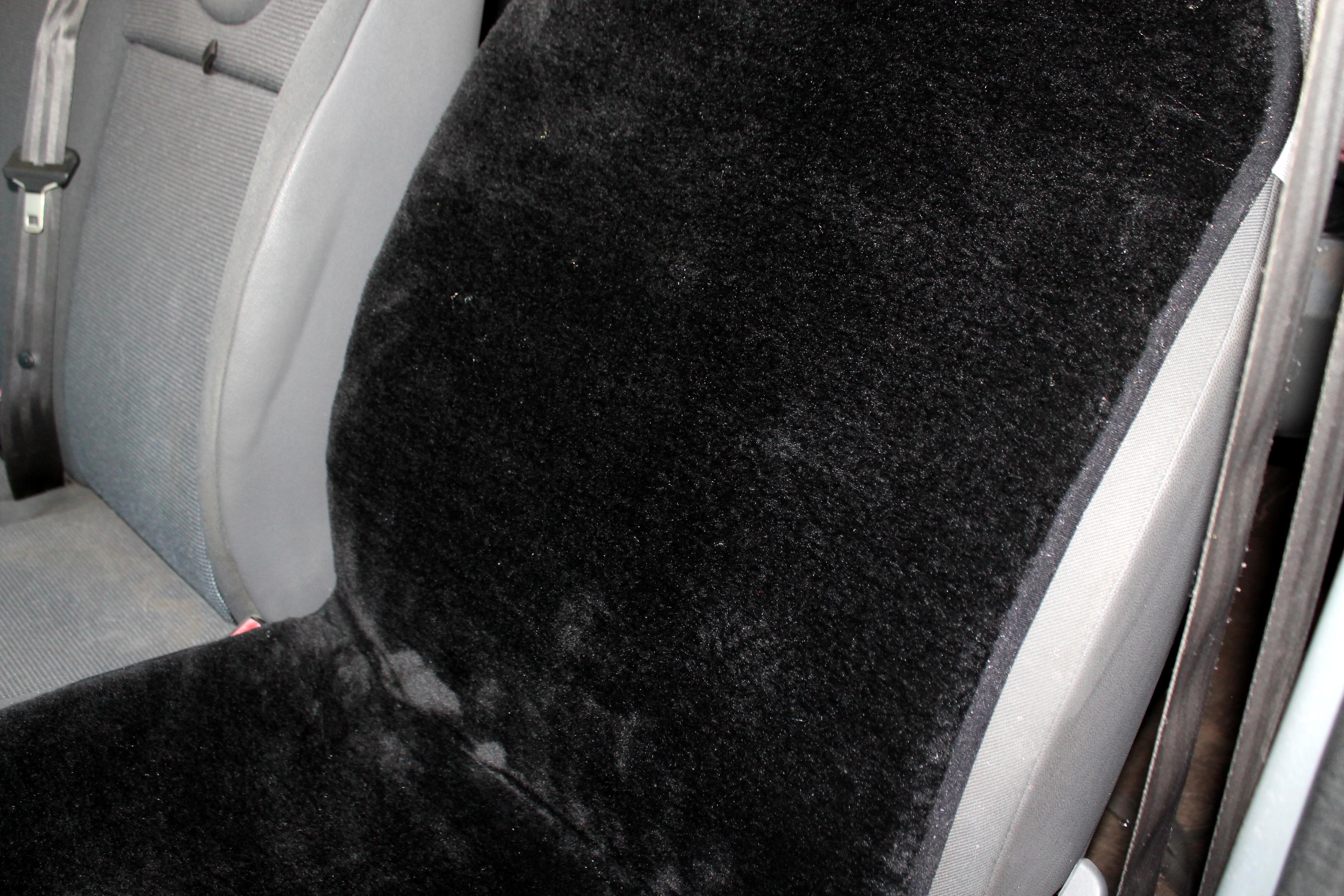 Накидка на сиденье автомобиля из овчины Sheepskin эко-шерсть 1 шт. Черный (341) - фото 2