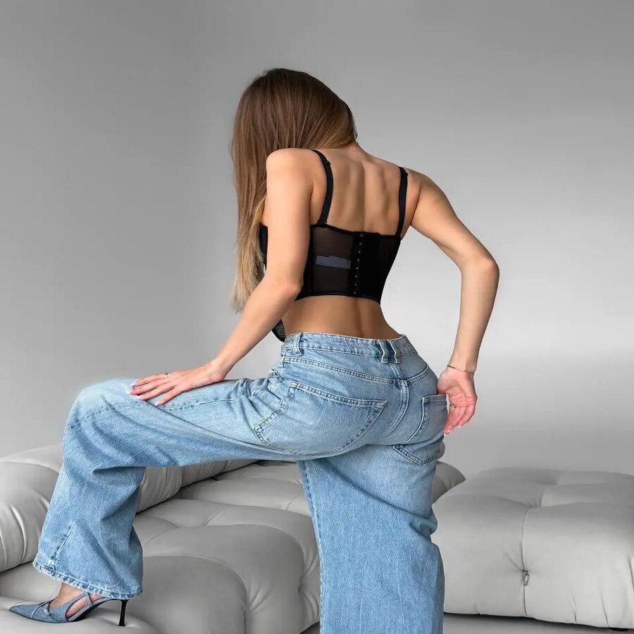 Корсет-топ женский с чашками бюстье на бретелях S Черный (28264507) - фото 2