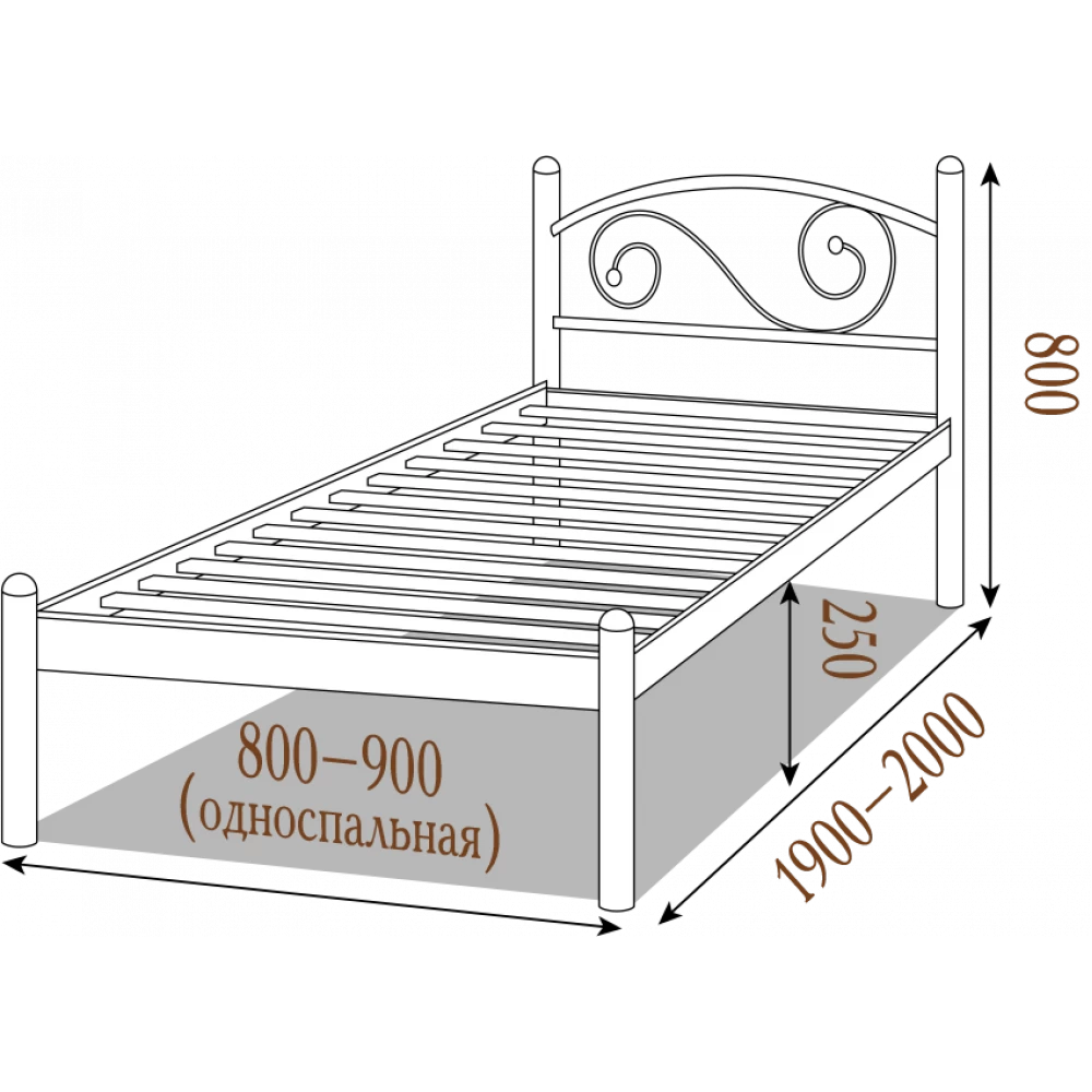 Кровать металлическая Вероника 80х200 см Черная медь - фото 4