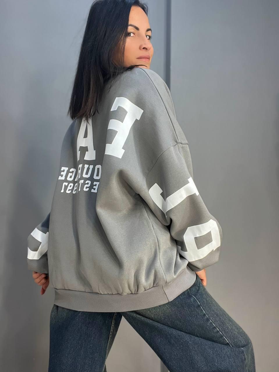 Світшот жіночий DAVRAS 6000 PLEASED подовжений утеплений на флісі OS Сірий (1247) - фото 6 Світшот жіночий DAVRAS 6000 PLEASED подовжений утеплений на флісі OS Сірий (1247) - фото 6