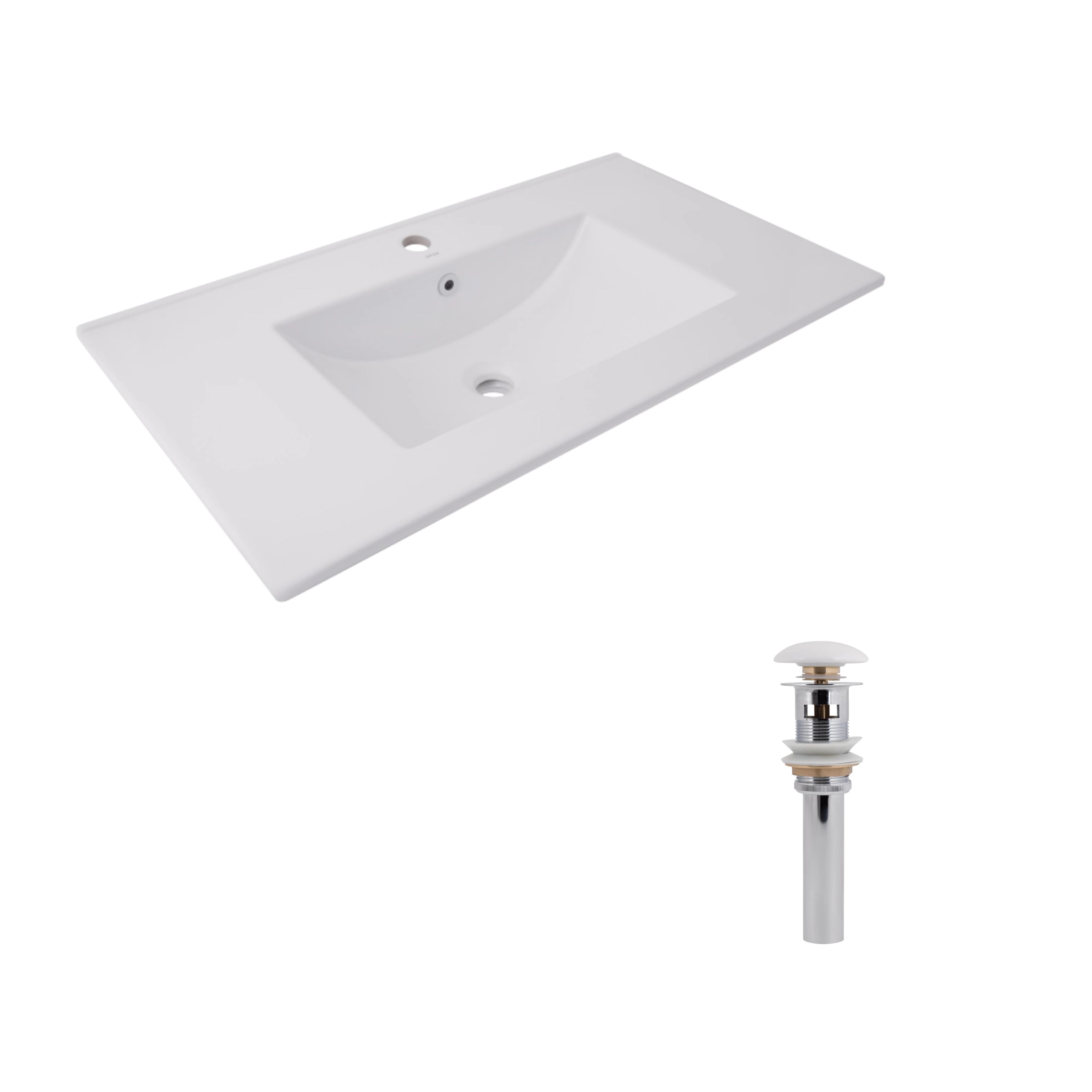 Комплект Q-tap Albatross с донным клапаном Pop-up PU02O раковина прямоугольная врезная 820x460x180 мм White (32900124)