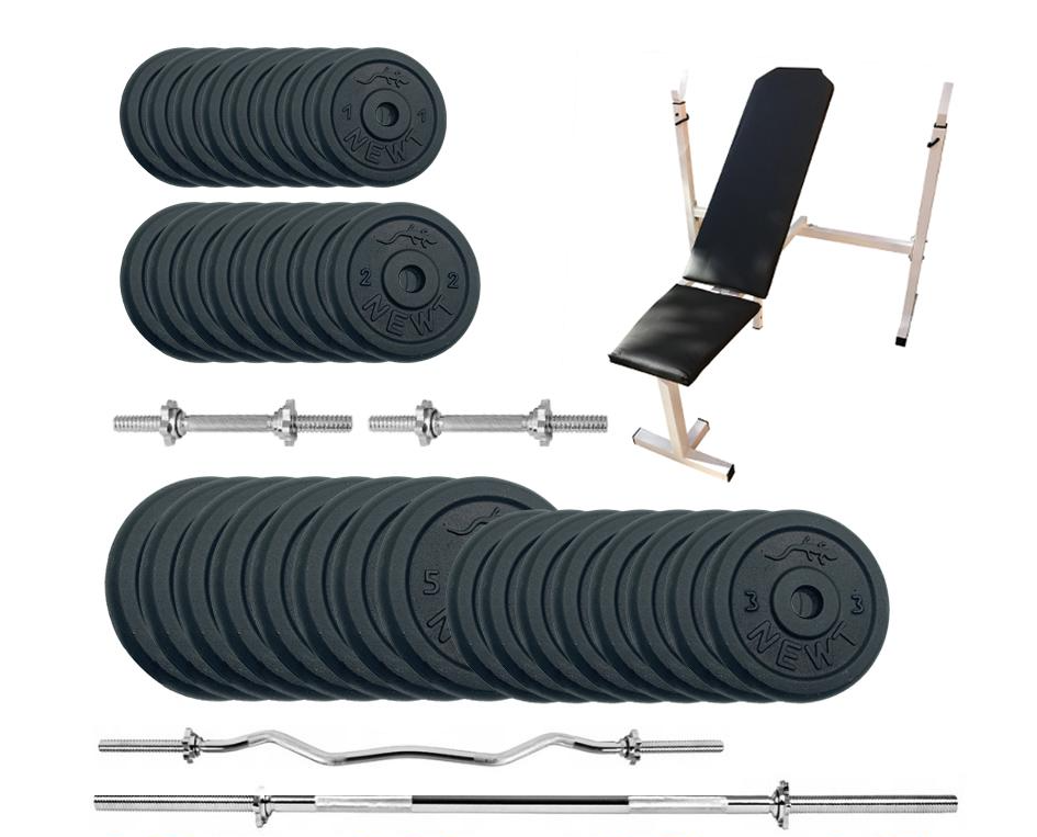 Скамейка для жима Newt Gym Set-SKH Home + штанга/гантели 99 кг (3418)
