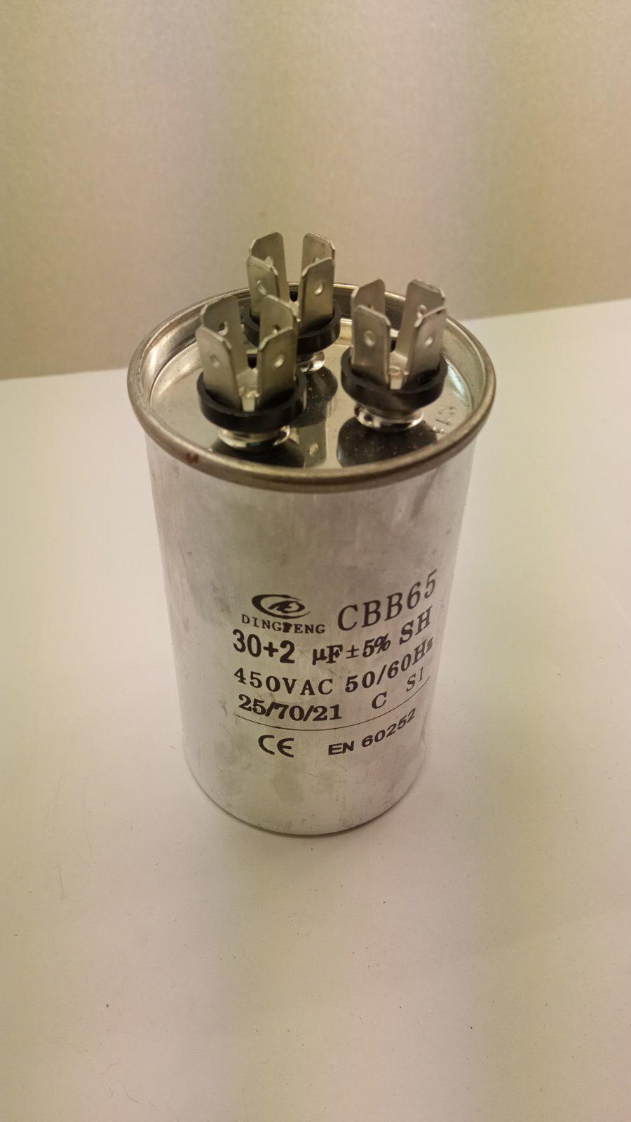 Конденсатор для кондиционера CBB-65 (30+2) mkF 450VAC