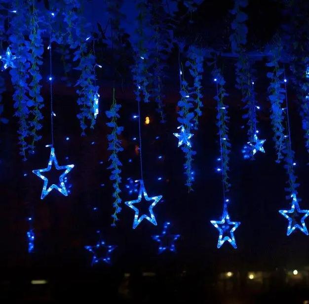 Гірлянда-дощик світлодіодна Зірочки 120LED Blue (5744227)