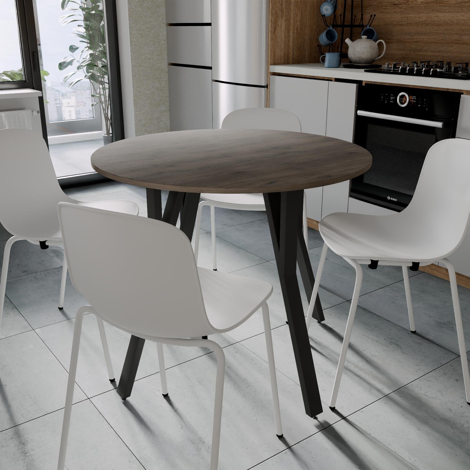 Обідній стіл круглий Ferrum-decor MARSI 4 870-4 ніжки конусні 750x870x870 мм Чорний/Дуб Кремона Канолло (FRD-107522)