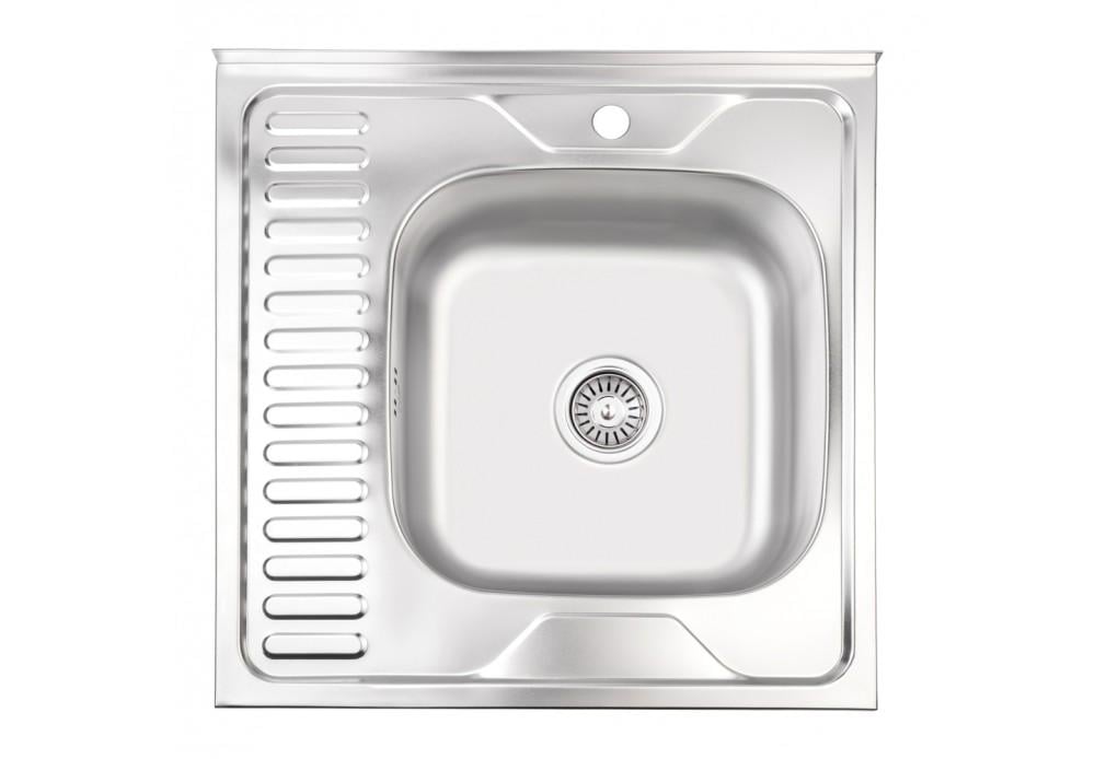 Кухонна мийка Lidz 6060-R 0,6 мм Satin (LIDZ6060RSAT06)