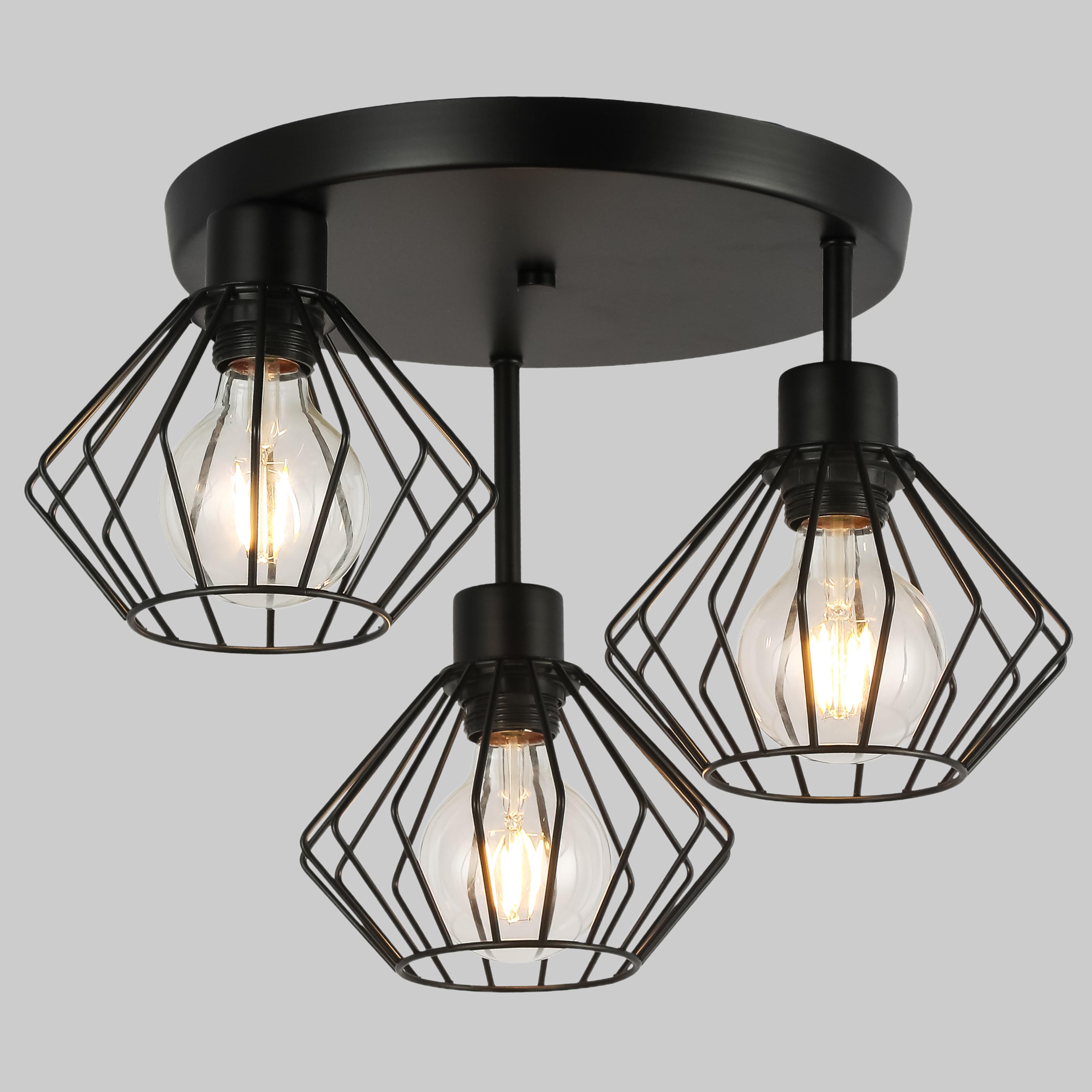 Люстра потолочная с 3 плафонами в стиле лофт Loft Trio Light (52-102-3(108) BK)