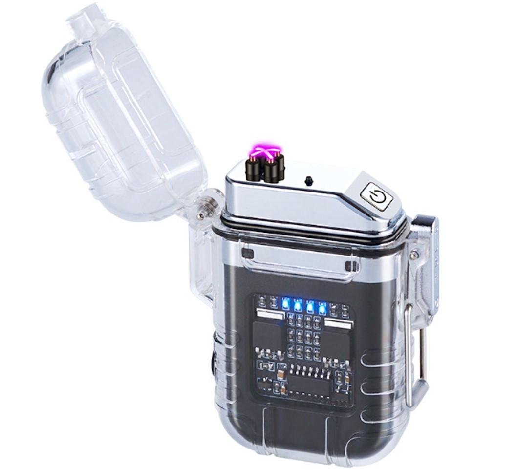 Запальничка електроімпульсна Explorer F38 дві дуги з ліхтариком Black (2729822112)