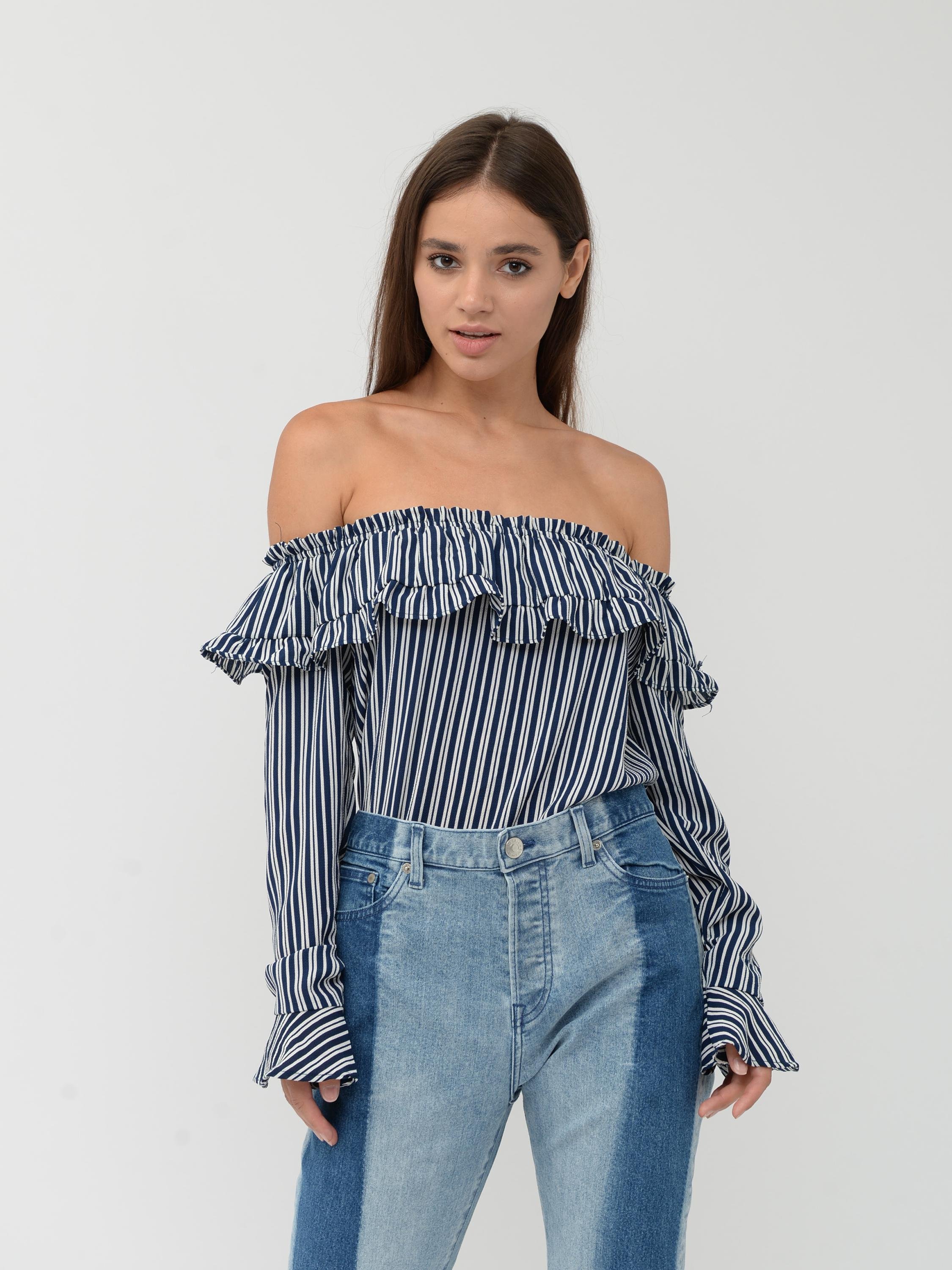 Блуза H&M Полоска р. 38 Сине-белый (5412001)