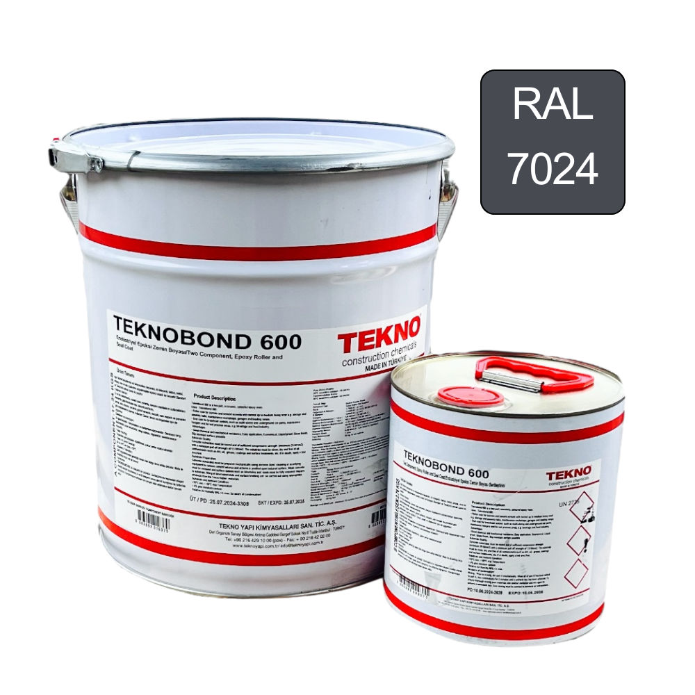 Краска эпоксидная Tekno bond 600 для бетонного пола 20 кг Графитово-серый (RAL 7024)