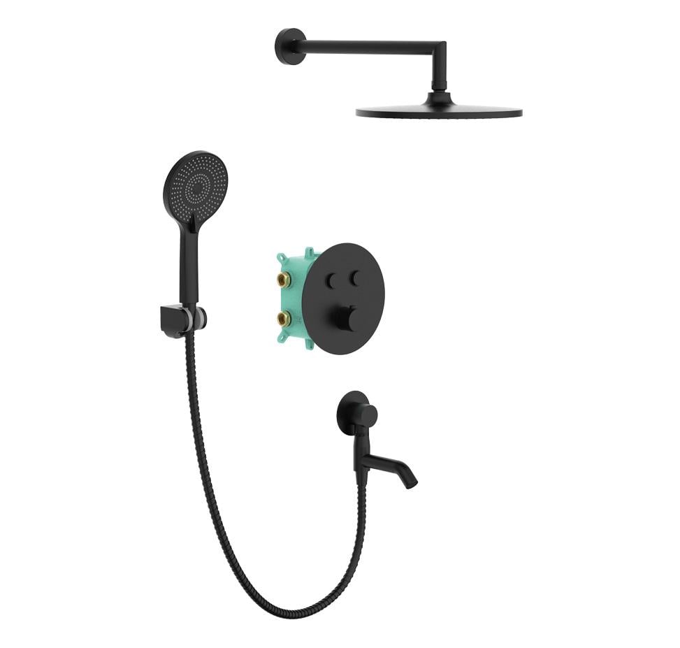 Душевая система скрытого типа KOER KB-67012-05 KR4729 с верхним душем Черный (209368)