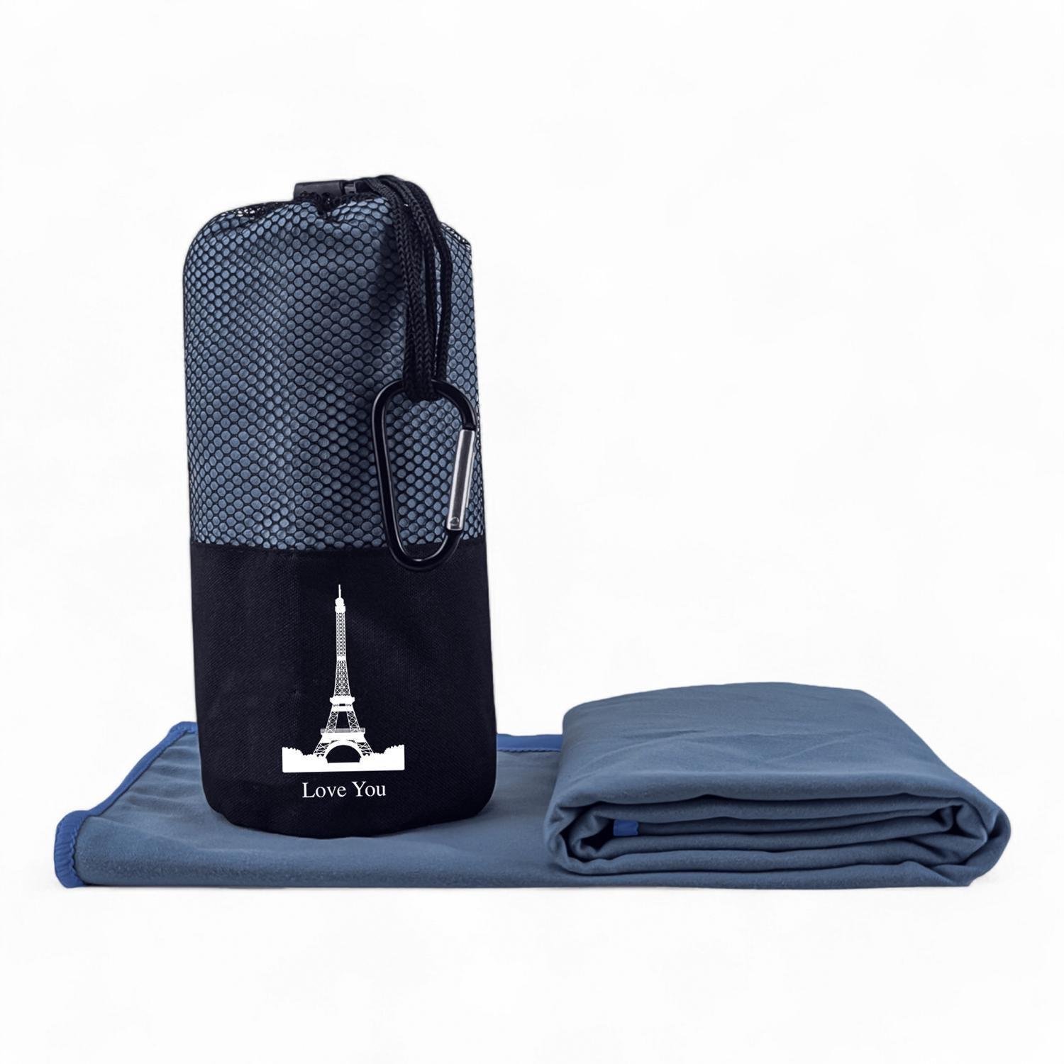 Рушник з мікрофібри спортивний з чохлом Love You 80х180 см Димчасто-синій (60174) - фото 1