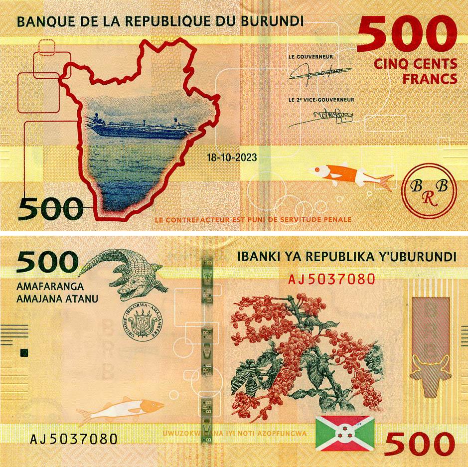 Коллекционная банкнота Бурунди 500 франков 2023 UNC (P50)
