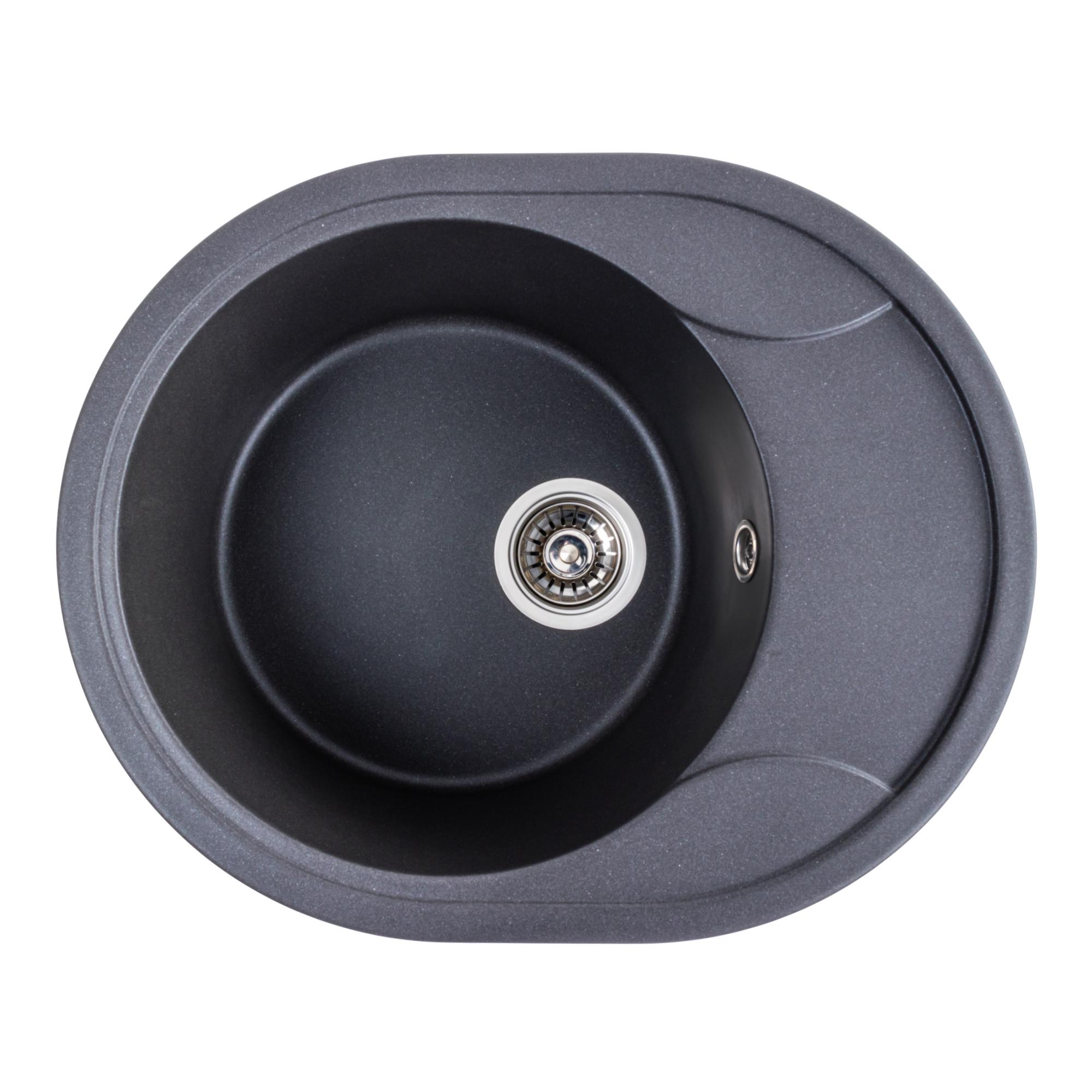 Мийка кухонна Platinum PLS-A40819 гранітна овальна 575x465 мм Сірий (25965333)