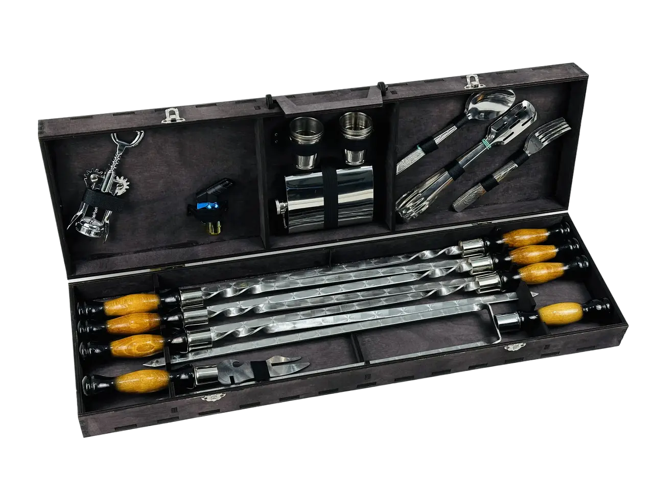 Набір шампурів у кейсі з фанери Вуд на 30 пр. з нержавіючої сталі (2-10-NB-3005) - фото 2 Набір шампурів у кейсі з фанери Вуд на 30 пр. з нержавіючої сталі (2-10-NB-3005) - фото 2