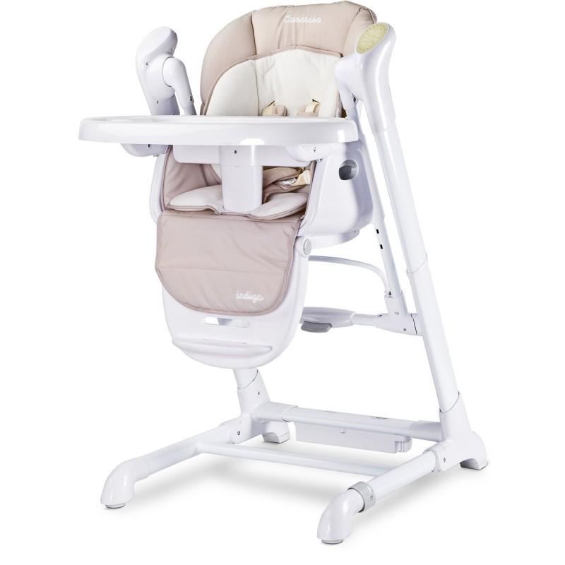 Стульчик для кормления качели 2в1 Caretero Indigo Beige с регулировкой высоты 6 позиций и таймером - фото 1