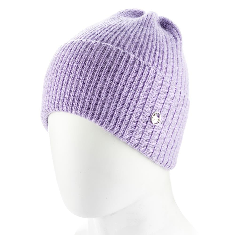 Шапка женская ангоровая прибранная Atrics WH908 одинарная без подкладки с отворотом сверху Лавандовый - фото 1