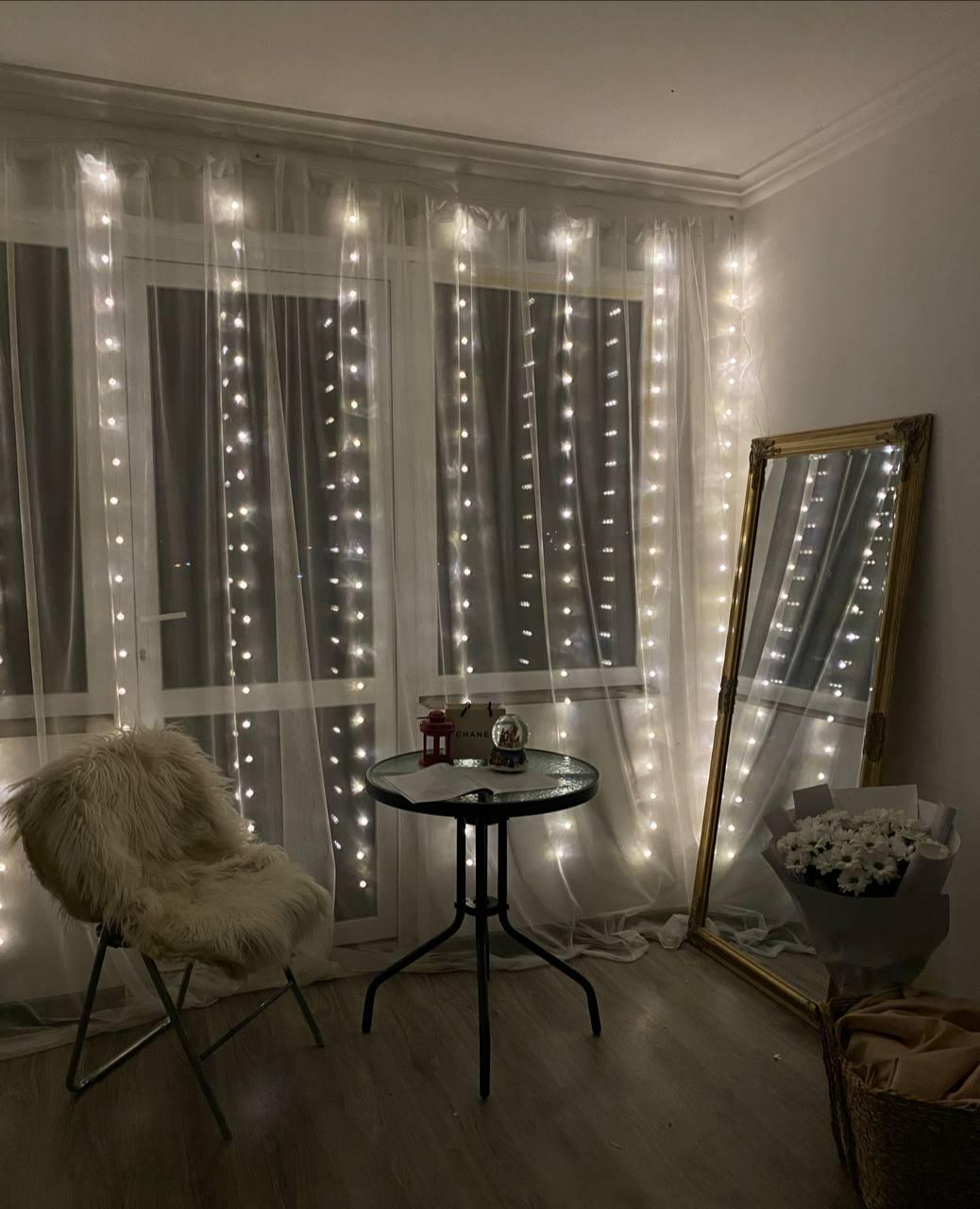 Гірлянда-шторка новорічна роса Кристал 200 світлодіодів USB 3x2 м (1263)