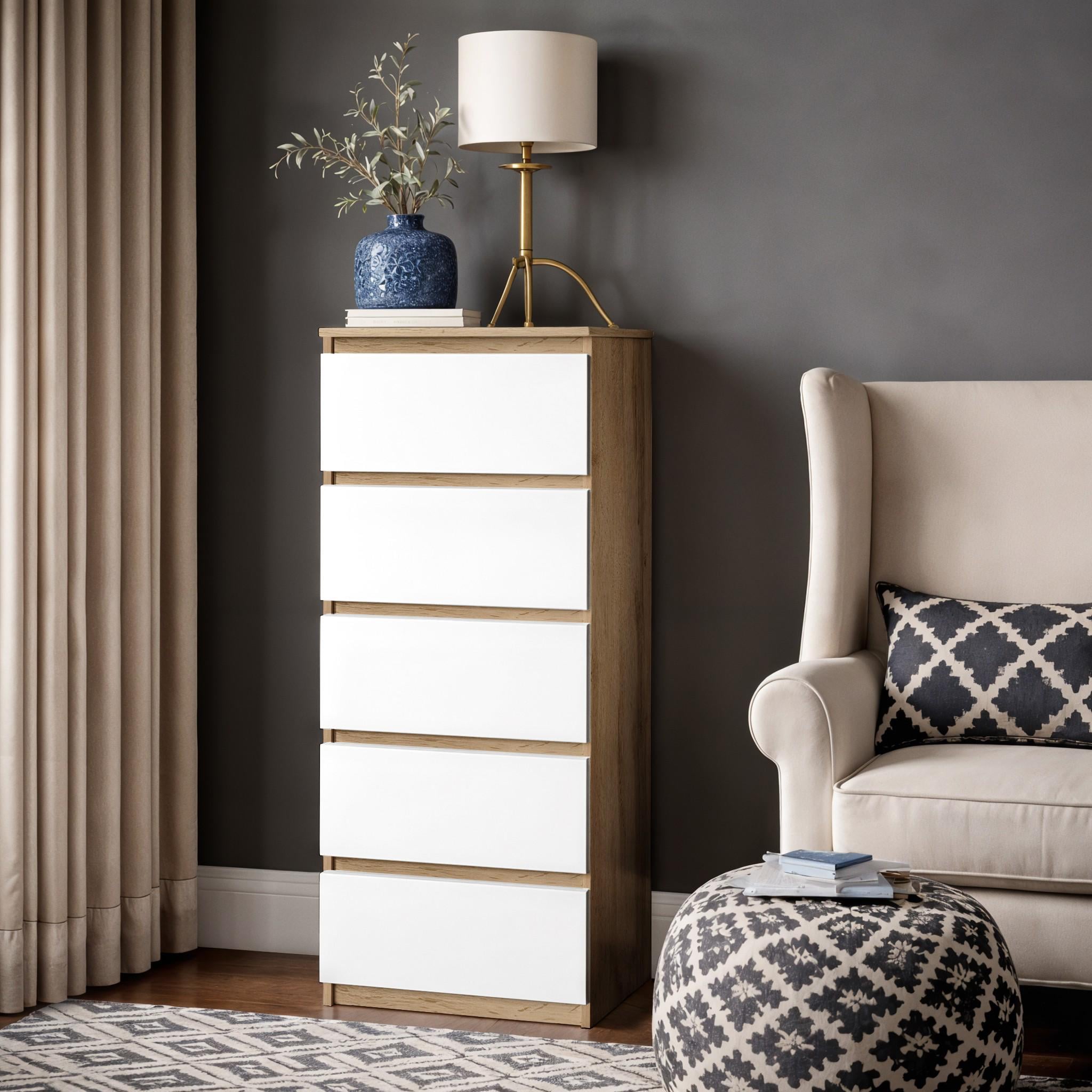 Комод на 5 шухляд без ручок Dakar 400x410x1050 мм Дуб Аппалачі/Білий (32437683)