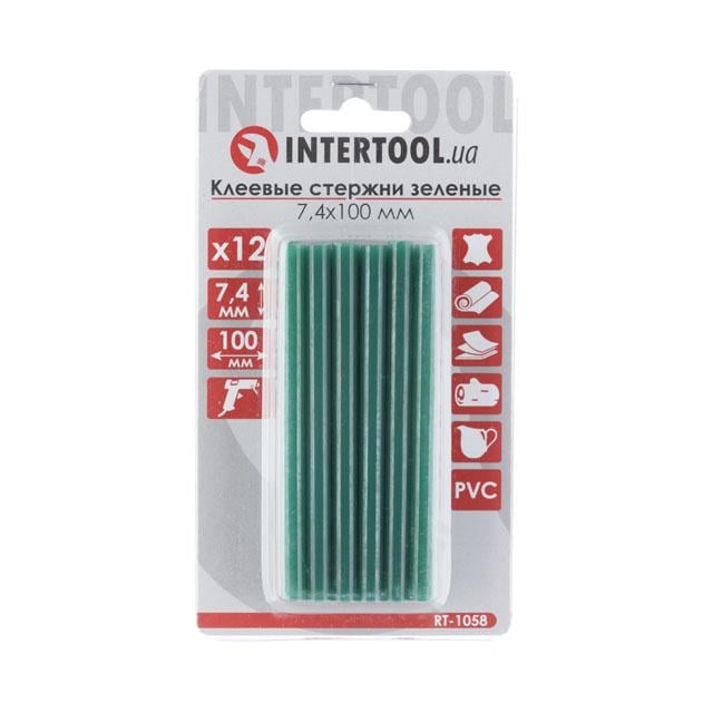 Стрижень клейовий Intertool 7,4 x100 мм 12 шт. Зелений (RT-1058) - фото 1