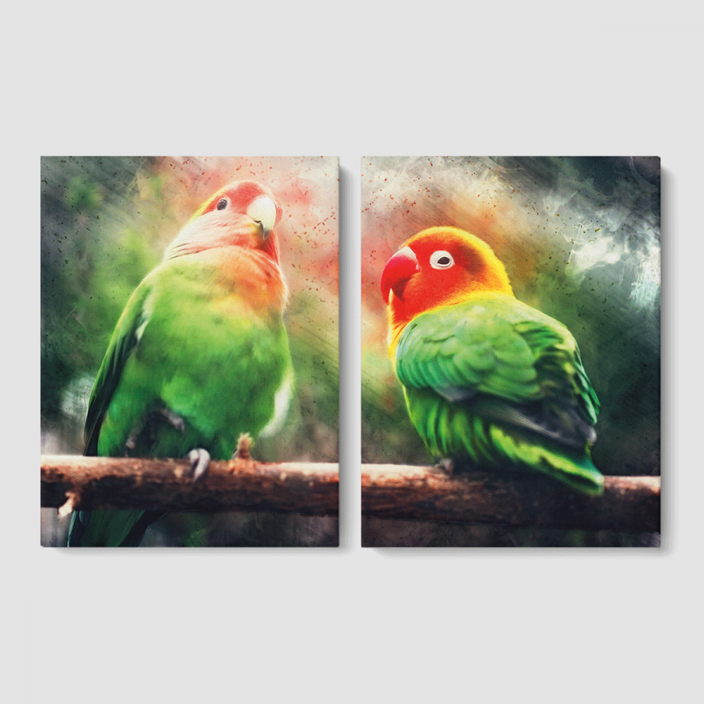 Модульная картина Malevich Store Попугайчики из двух частей 153x100 см (MK21223)