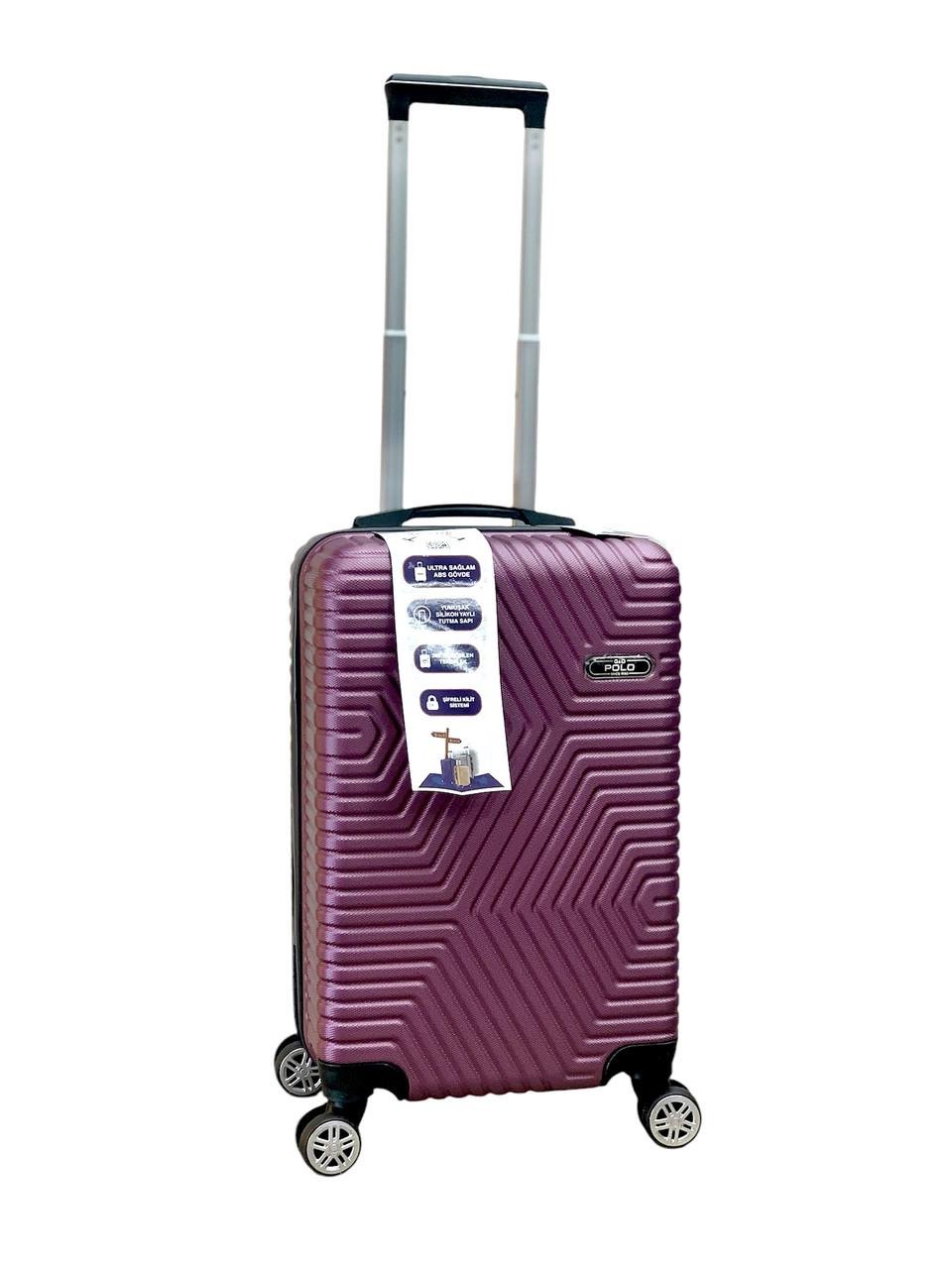 Чемодан Polo ПК012-S поликарбонат на 4-х двойных колесах маленький S 50 л Баклажановый - фото 1