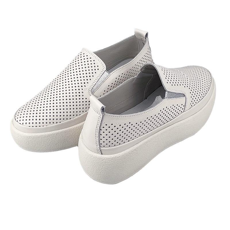 Лоферы женские кожаные имитация перфорации 10152-2 р. 36 23 см Бежевый - фото 3