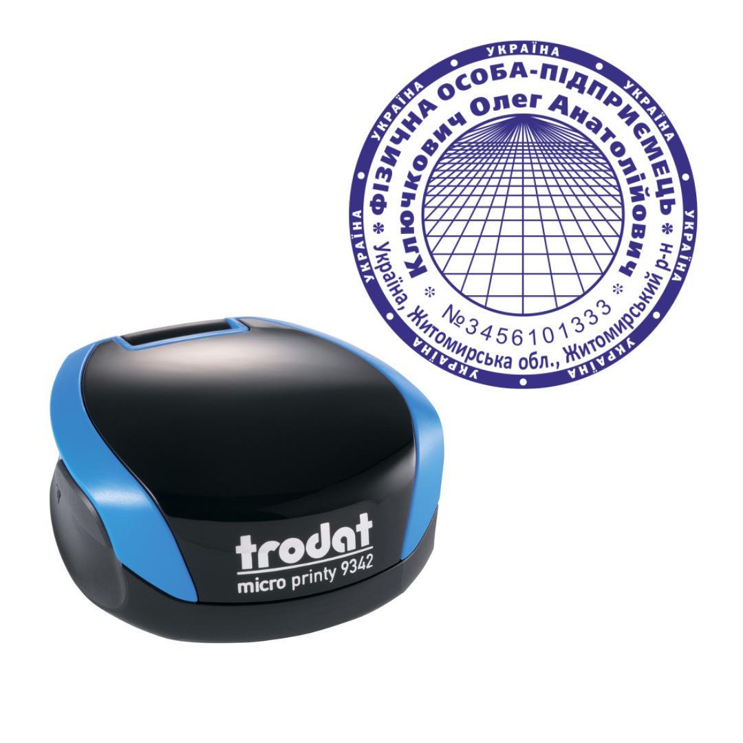 Печать ФОП на карманном оснащении Trodat Micro Printy 9342 d 42 мм Синий (ФОП20/9342/BL)
