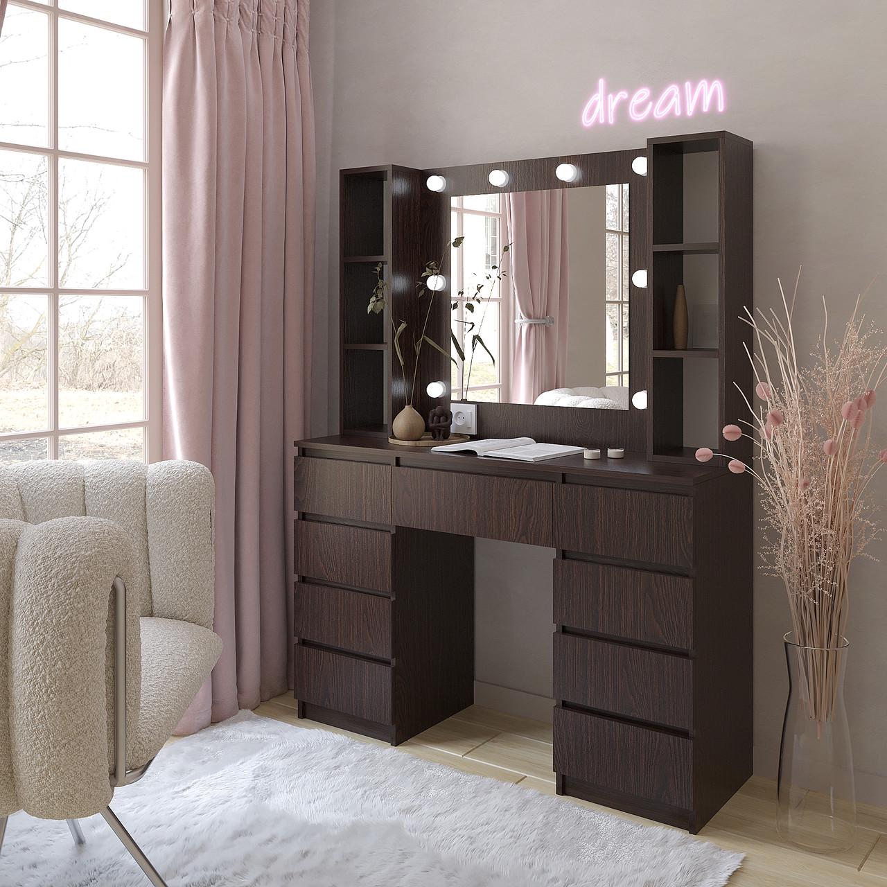 Туалетний столик New and Classic з підсвічуванням 1600х1200х400 мм Венге магія