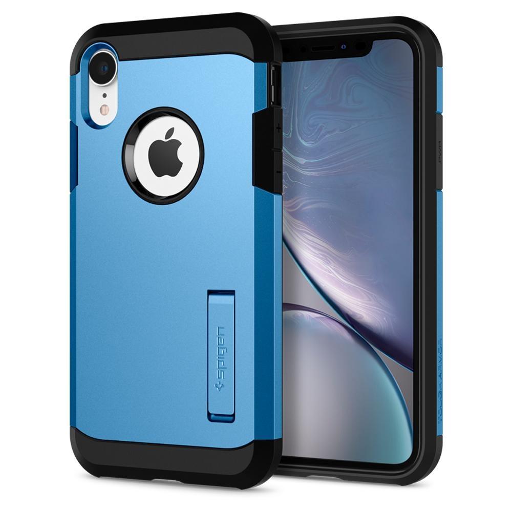 Чехол противоударный с подставкой Spigen Tough Armor для Iphone XR Blue