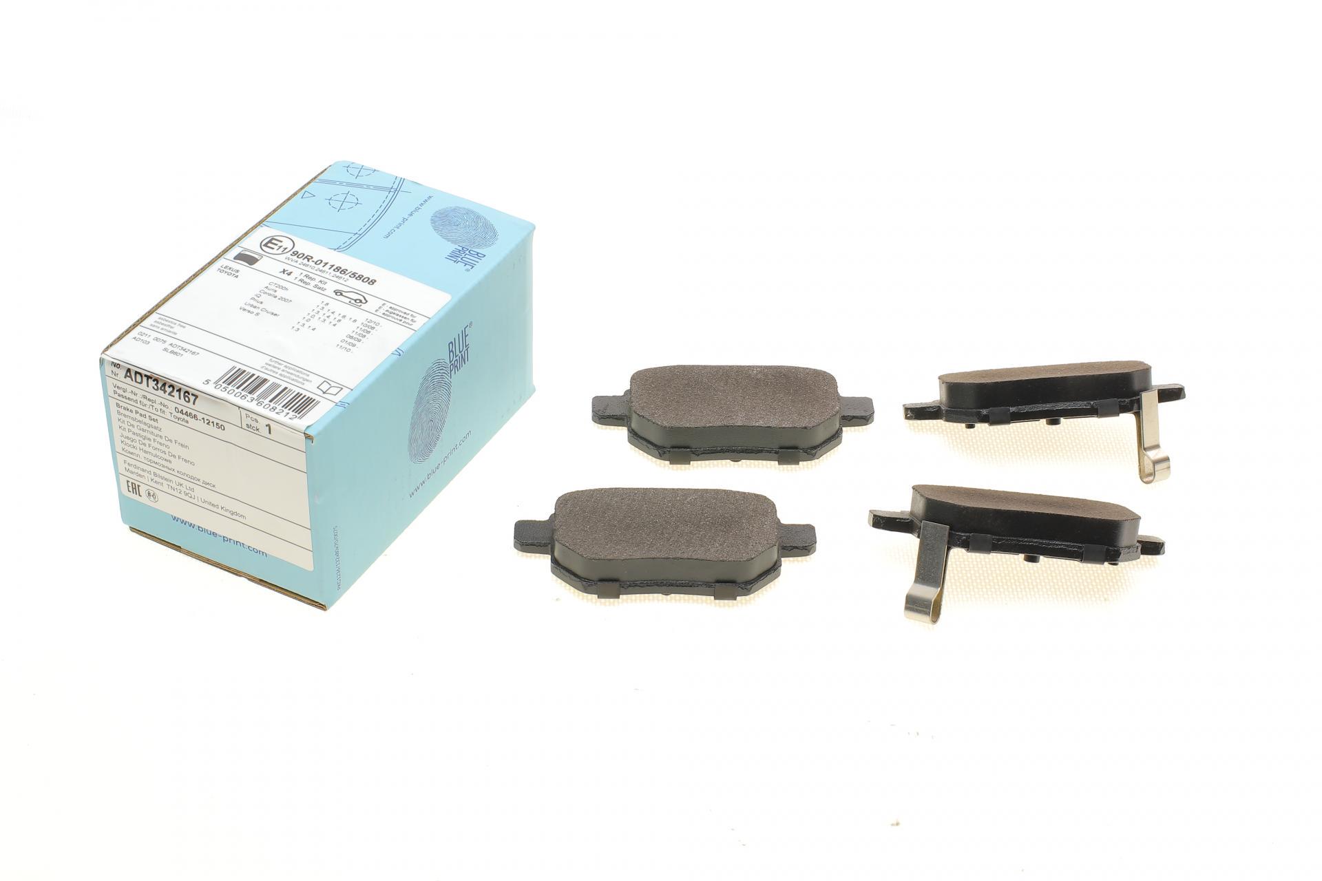 Колодки тормозные задние BLUE PRINT для Toyota Auris/IQ/Urban Cruiser 07- (ADT342167)