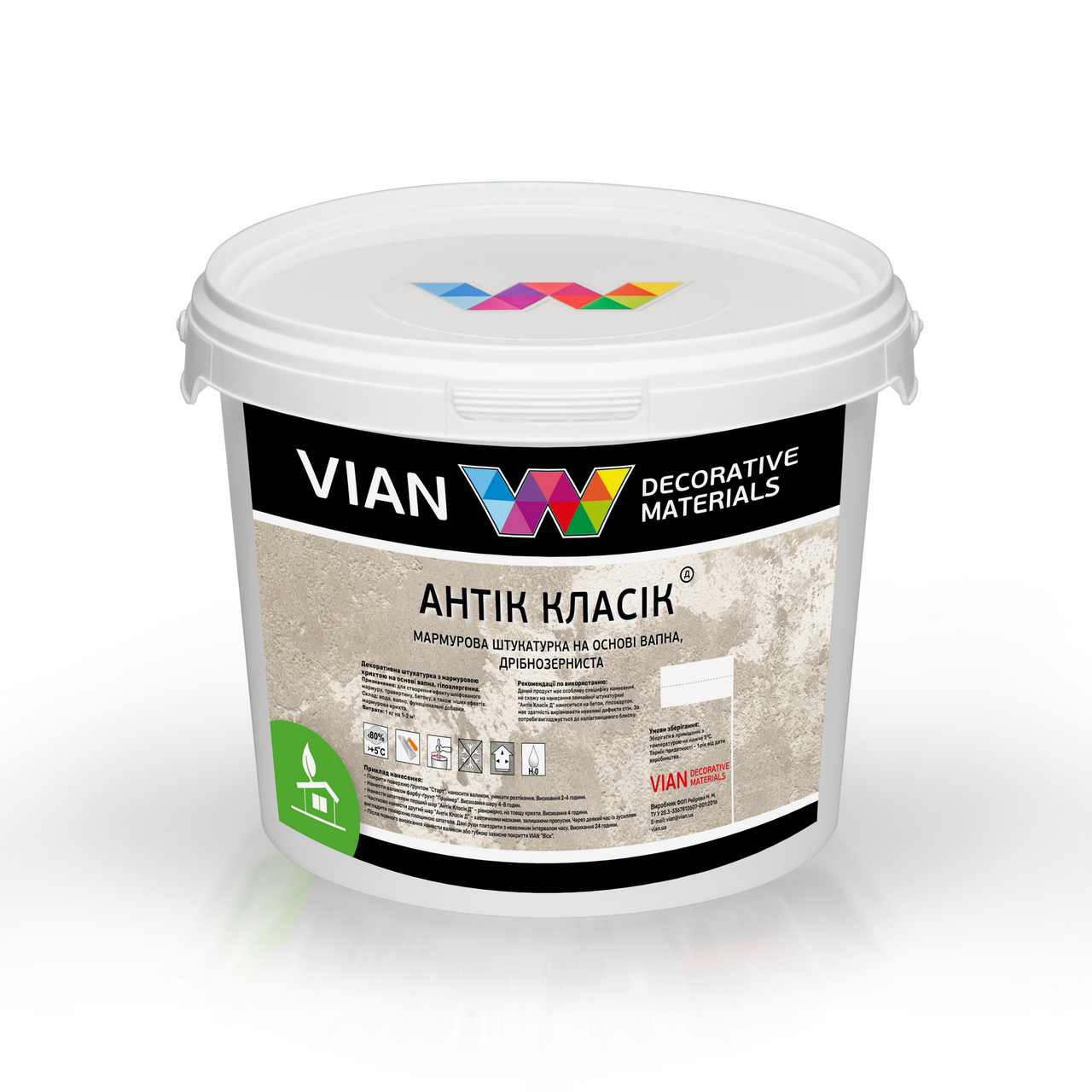 Декоративная известковая штукатурка с мрамором Vian Антик Классик Д мелкозернистая 1 кг