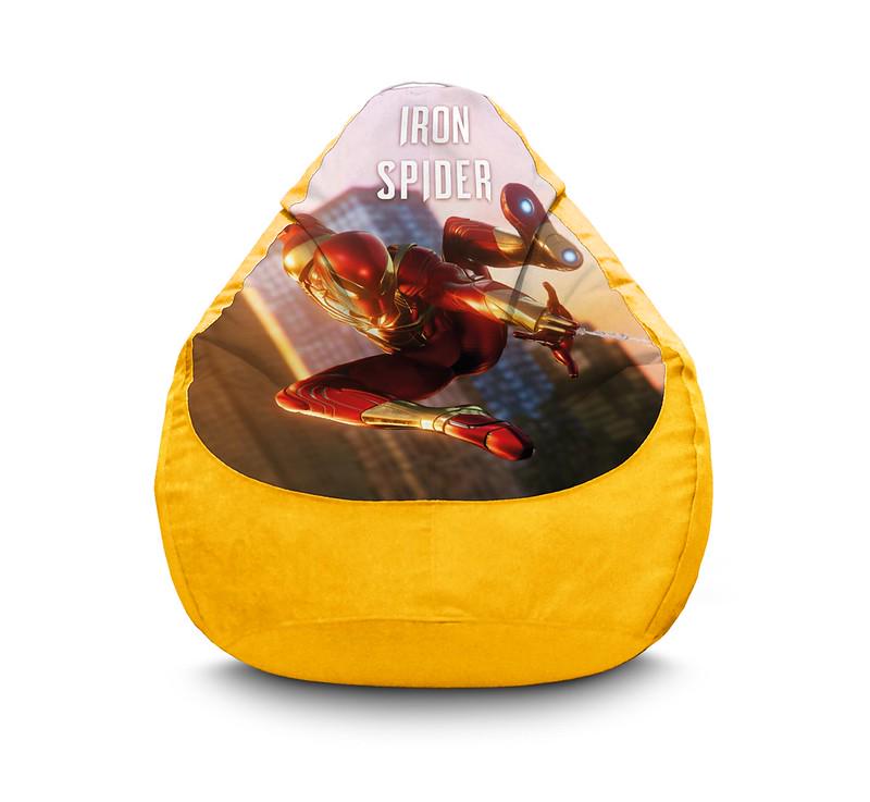 Кресло мешок iPuff Iron Spider Yellow Флок XXXL 100х135 см Желтый
