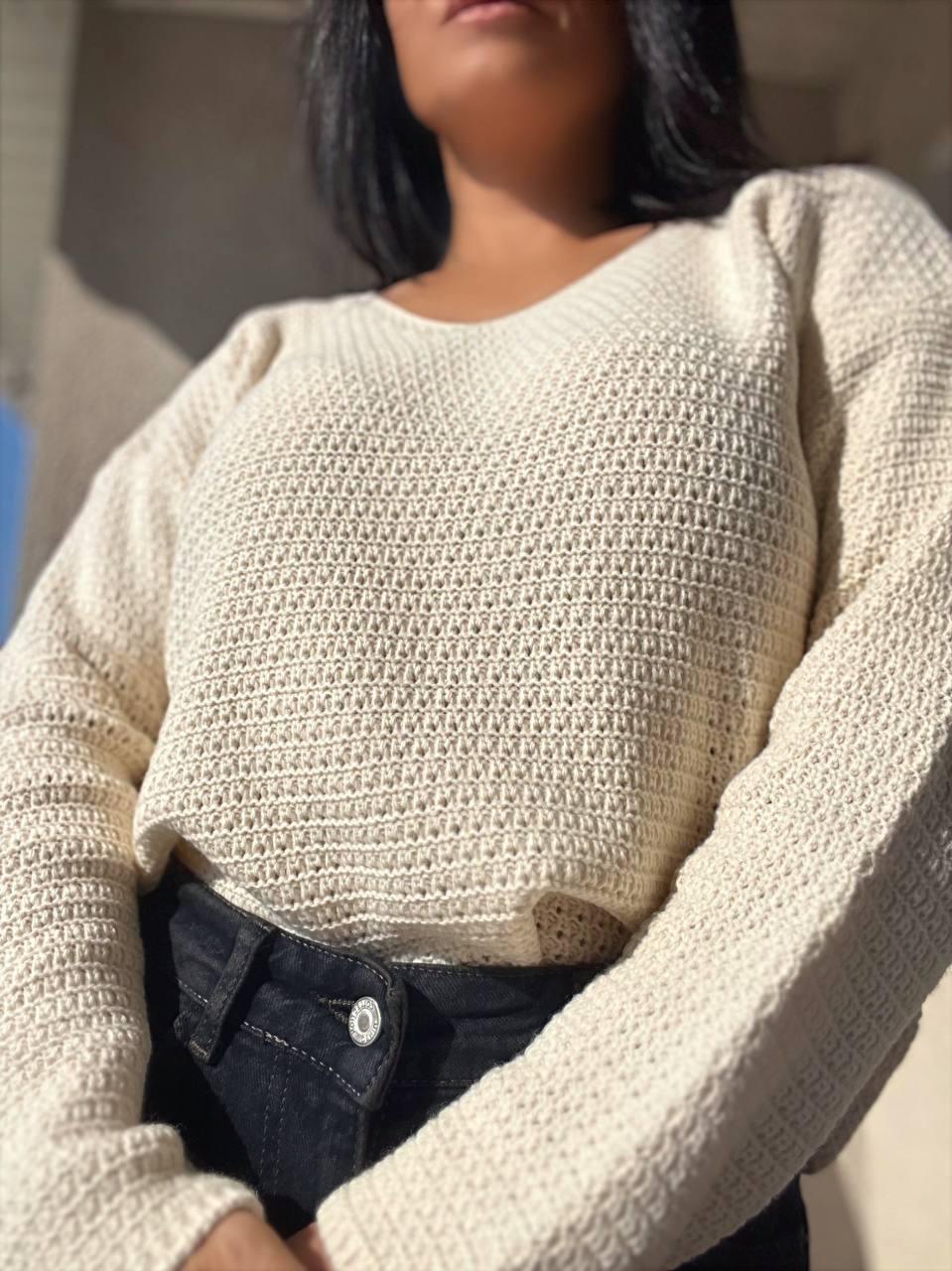 Джемпер жіночий MIX RAY 6770 светр мис ажурна в'язка OS Молочний (1106) - фото 3 Джемпер жіночий MIX RAY 6770 светр мис ажурна в'язка OS Молочний (1106) - фото 3