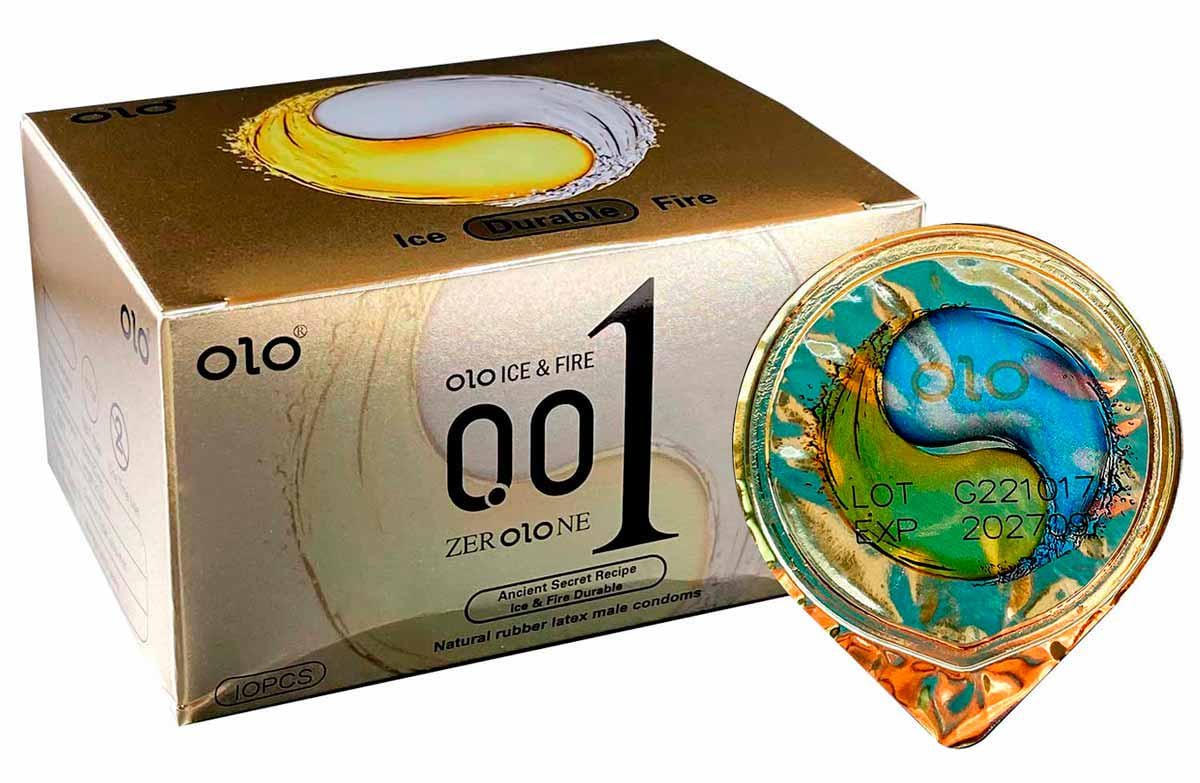 Презервативи OLO Ice Durable з ефектом охолодження та зігрівання 10 шт. (BLS02523)