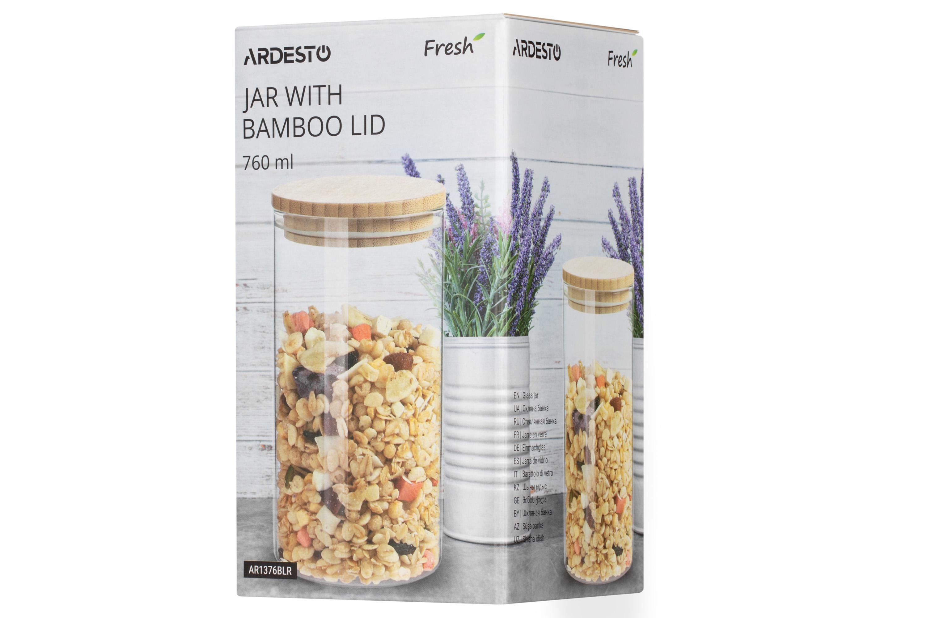 Банка для сыпучих продуктов Ardesto Fresh AR1376BLR стеклянная 0,76 л (11605571) - фото 3