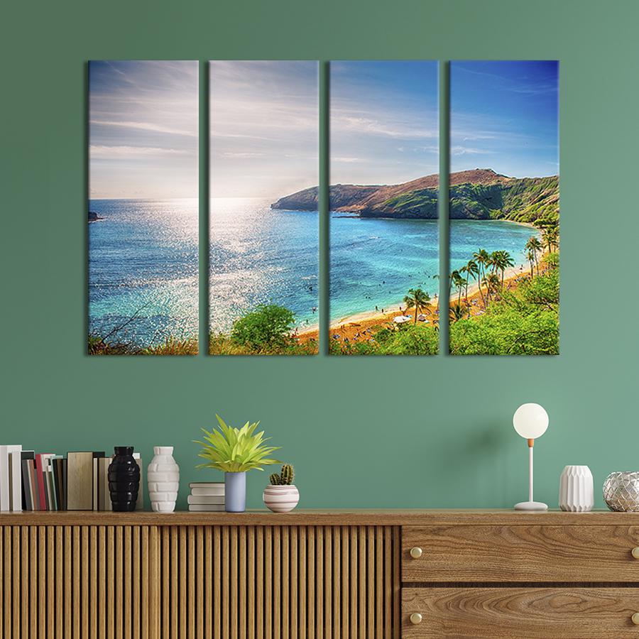 Модульная картина из 4 частей Гавайский пляж Ханаума Бэй 89x53 см (447-41)