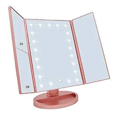 Дзеркало для макіяжу Magnifying Mirror потрійне косметичне з підсвічуванням LED Чорний - фото 2