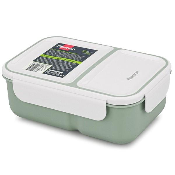 Ланч-бокс пластиковий Fissman з двома відділенням 1,3 л Зелений (6769)