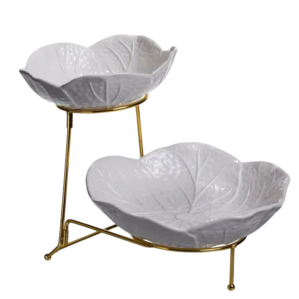 Фруктовница фарфоровая на 2 яруса 35х25х26 см Белый